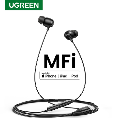 【Premiere 11.11】UGREEN MFi Certified Wired Earphones Lightning Connector Earbuds for iPhone 12 11 with Microphone and Controller ► Photo 1/6