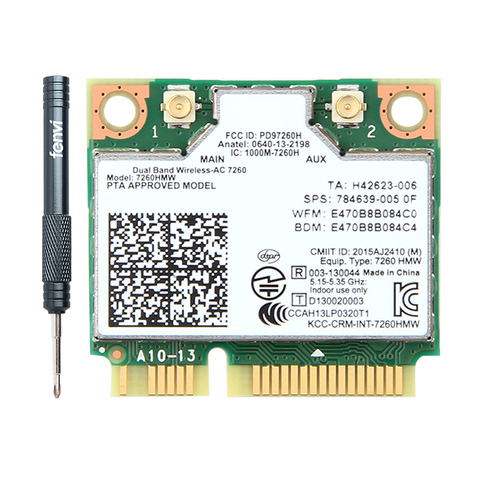 Dual Band Wireless-AC Intel 7260 7260HMW 7260AC 2.4G/5Ghz 802.11ac MINI PCI-E 2x2 WiFi Card Wi-Fi + Bluetooth 4.0 Wlan Adapter ► Photo 1/6