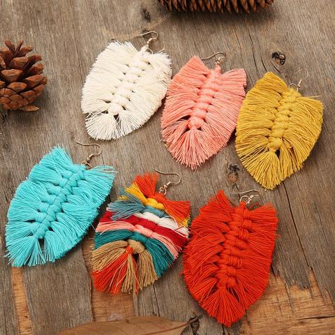 Bohemian Fringed Luxury Statement Tassel Earrings 2022 Boho Fashion Jewelry Women Long Drop Dangle Earrings Leaf Shape Earrings ► Photo 1/6