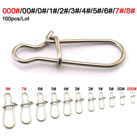 100pcs/Lot Stainless Steel Hook Lock Snap Swivel Solid Rings Safety Snaps Fishing Hooks Connector Fishing Tackle Tool ► Photo 1/6