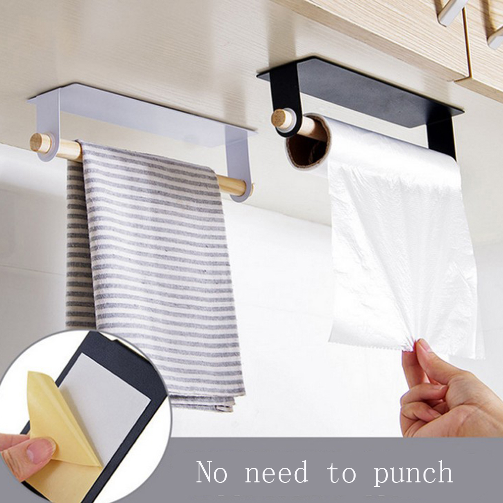 Towel Storage Rack Tissue Hanger Cabinet Hanging Shelf Kitchen Roll Paper Holder 