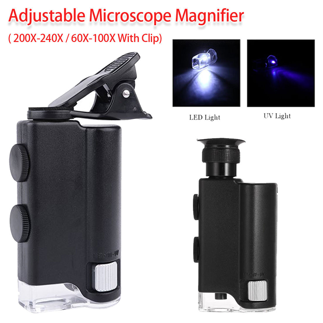 Dropship Mini 60x Microscope Magnifying Glass With LED Light Bag