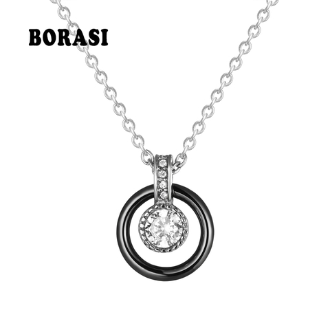 New Rhinestone Circle Necklaces & Pendants For Women 1.5cm Width Ceramic Necklace Jewelry Wedding Party Birthday Gift Wholesale ► Photo 1/5