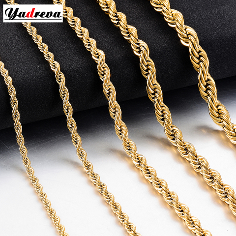 New Gold Stainless Steel Rope Chain 2mm-6mm Fashion Jewelry Ladies Necklace ► Photo 1/3