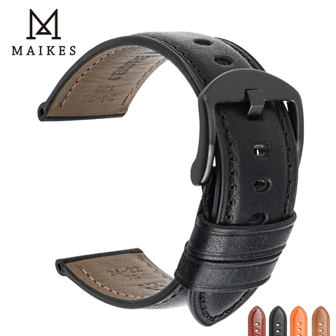 MAIKES Genuine Leather Watch Strap 20mm 22mm 24mm Men Watchband Cow Leather Watch band For MIDO Casio SEIKO TISSOT ► Photo 1/6