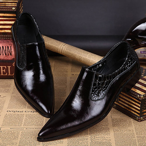 Men's office shoes men formal wedding shoes elegant leather shoes casual wear black pointed shoes men's business leather shoes ► Photo 1/6