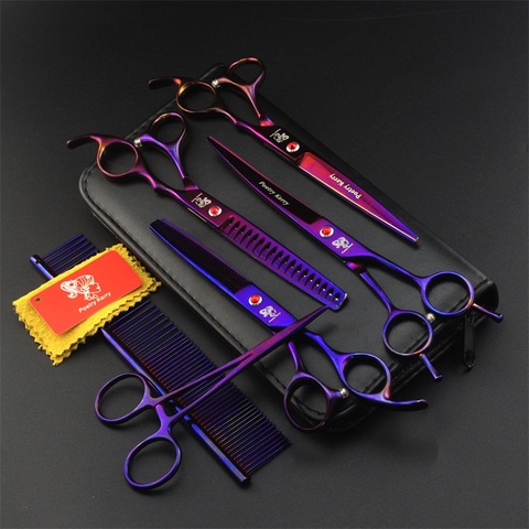 7.0 Inch Professional Pet Scissors For Dog Grooming Dogs Shears Hair Cutter Straight &Thinning & Curved Scissors 4pcs Set +Comb ► Photo 1/6