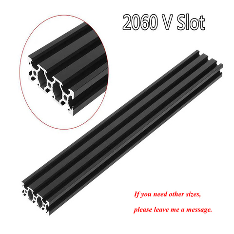 1PC BLACK 2060 V-Slot European Standard Anodized Aluminum Profile Extrusion 100MM-800MM Length Linear Rail for CNC 3D Printer ► Photo 1/6