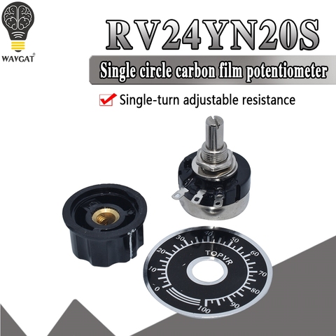 RV24YN20S 101 102 B103 104 105 201 203 204 254 303 501 502 503 504 5K 10K 100K 500K 1M 200K 100 ohm Potentiometer Including knob ► Photo 1/6