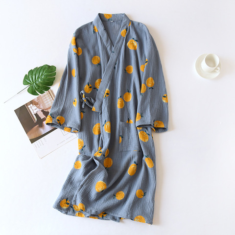 Japanese kimono dressing gown spring and autumn ladies cotton crepe cloth thin summer bathrobe home service sleepwear bath robe ► Photo 1/6