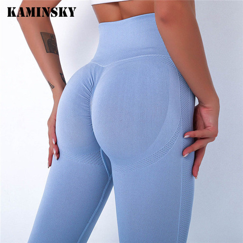 Kaminsky Women Spandex 20% Seamless Leggings Bubble Butt Push Up