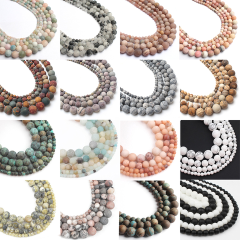 Natural Stone Matte Beads 4/6/8/10mm Dull Polished Frost Cracked Agates Beads for Jewelry Making Minerals Diy Bracelet Jewellery ► Photo 1/6