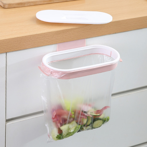 Garbage Bag Holder Kitchen Cabinet Door Basket Hanging Trash Can Waste Bin Garbage Rack Tool Storage Holder Kitchen Organizer ► Photo 1/6