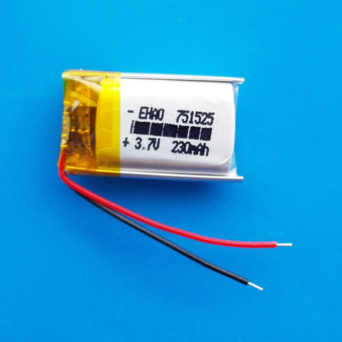 3.7V 230mAh 751525 Lithium Polymer Lipo Rechargeable battery Quality Certification for MP3 Massager Led light Bluetooth watch ► Photo 1/1