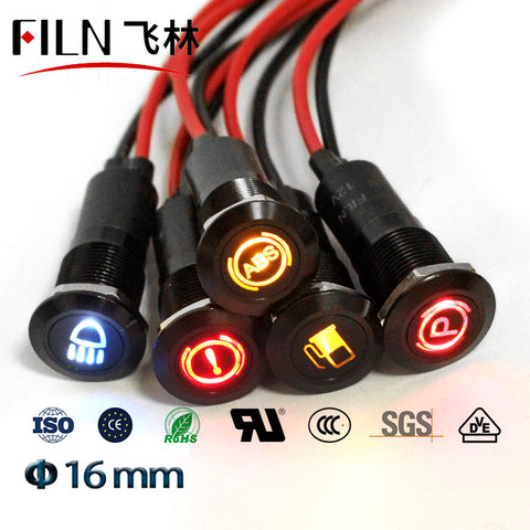 12mm Waterproof Lamp FILN 12V LED Car Boat LED Warning Dashboard Signal  Lights Instrument Pilot light