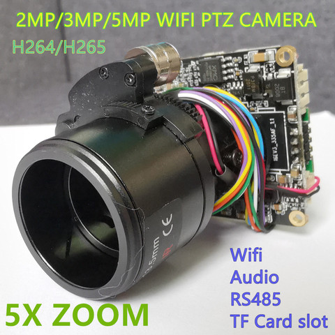 5MP 2MP 5X ZOOM Wireless Mini PTZ Camera Module Human detection alarm Starlgiht, Audio Onvif 5X Motorzied Zoom RS485 H.265/H.264 ► Photo 1/6