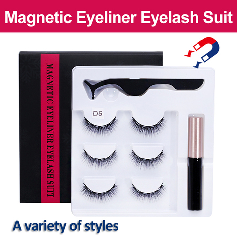 5 Magnet Eyelash Magnetic Liquid Eyeliner&Magnetic False Eyelashes&Tweezer Set Waterproof Long Lasting Eyelash Extension Tools ► Photo 1/6