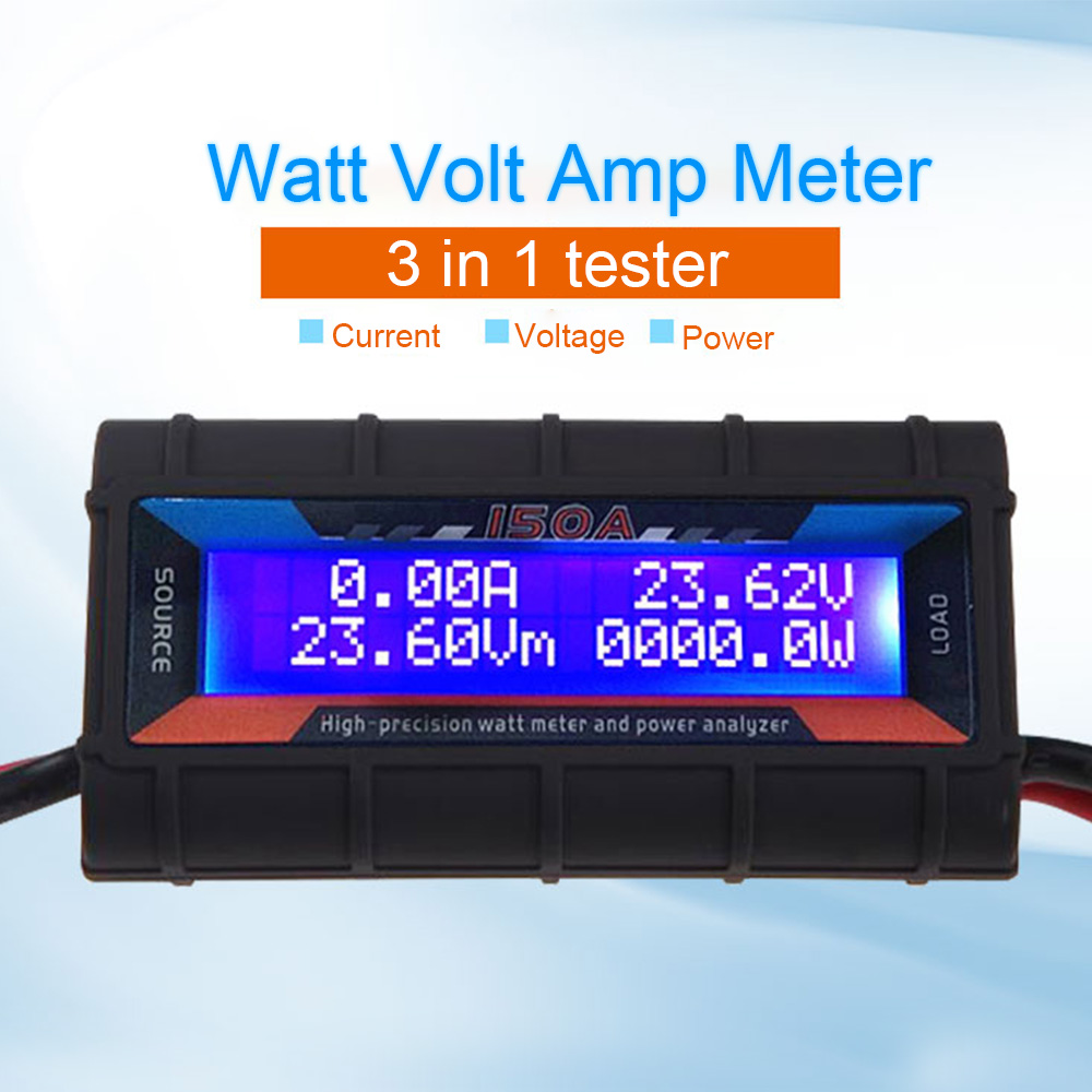 Simple DC Power Analyser Watt  Volt Amp Meter 12V 24V Solar Wind Analyzer 