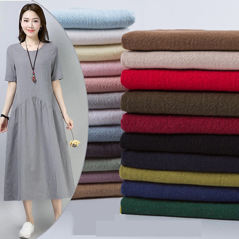 135cm x50cm thin solid color Sand washing treatment cotton linen cloth slub soft fabric diy dress robes clothing handmade 200g/m ► Photo 1/4