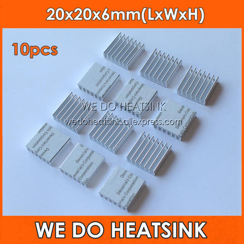 10pcs 20x20x6 mm Aluminum Cooler Heatsink Heatsinks With Thermal Conductivity Adhesive TapeS ► Photo 1/6