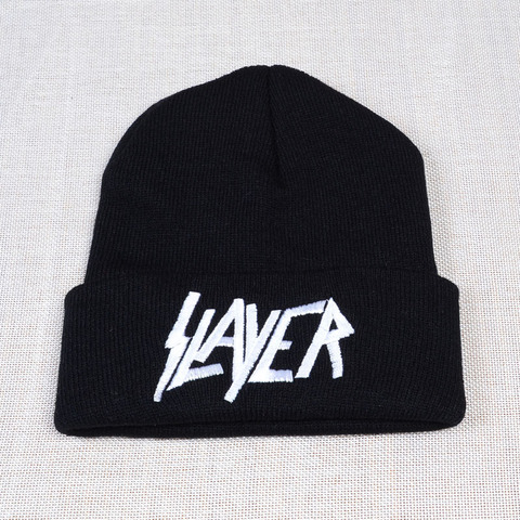 New SLAYER rock cap Men Women Warm winter 100% Cotton Knitted Hat embroidery letter Style Hip Hop Skullies Beanies Ski Cap ► Photo 1/5