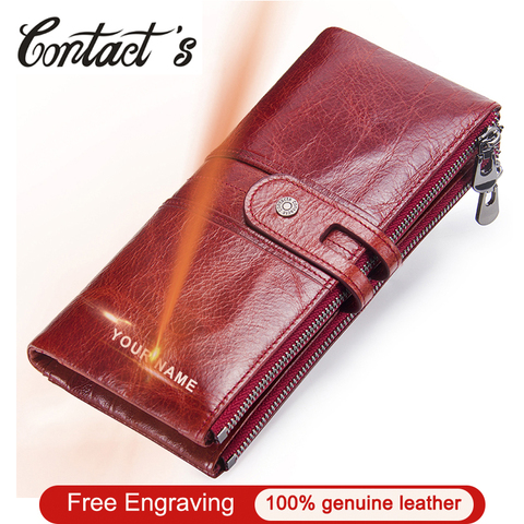 Brand Designer Women Clutch 2022 Fashion Wallets Cowhide Leather Female Long Wallet Women Zipper Purse Coin Purse For iPhone X ► Photo 1/6