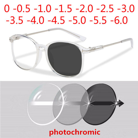 Big Oversized Frame Anti Blue Light Sun Photochromic Myopia Eyeglasses Prescription 0 -0.5 -0.75 -1.0 -1.5 -2.0 -2.5 To -6.0 ► Photo 1/6