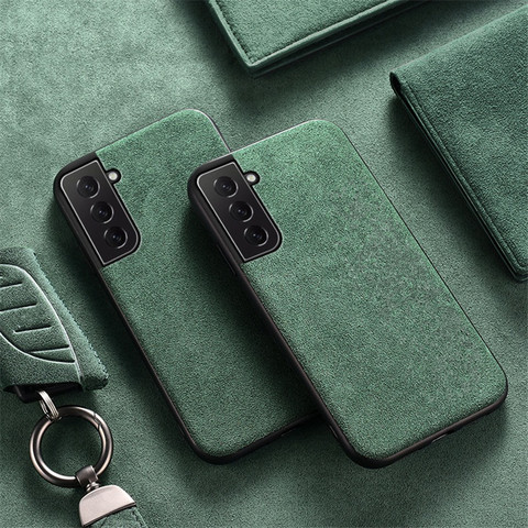 Alcantara Phone Case for Samsung Galaxy S21 Plus S20 Ultra S10 Note 10 Note 20 Ultra 5G Luxury Business Artificial Leather Case ► Photo 1/6
