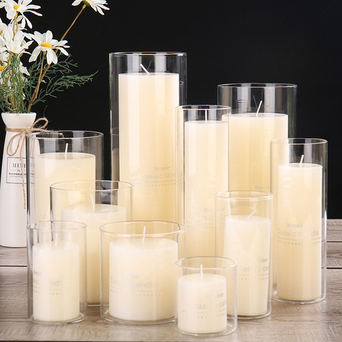 6.5cm Glass Candle holder Votive Vases Transparent Clear Glass Shade Straight Cylinder Glass Lamp Shade ► Photo 1/6