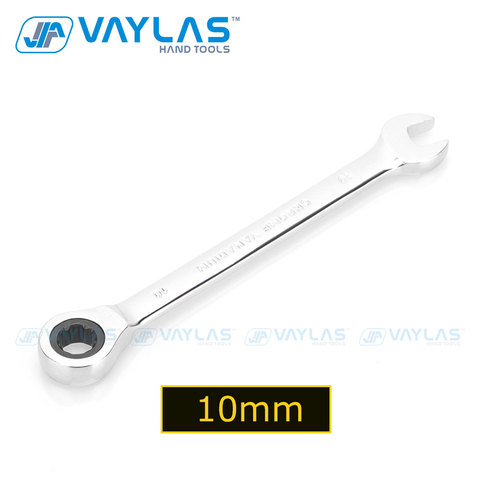 VAYLAS 10mm Combination Wrench Fixed Head Ratcheting 72T and Open End High Torque Mirror Polish Spanner Repair Hand Tool ► Photo 1/6