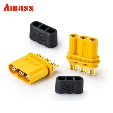 1Pairs Amass MR30 Plug Male and Female 2mm golden Plated Bullet Connectors with Lock Protective Sleeve for Controller/Motor ► Photo 1/5