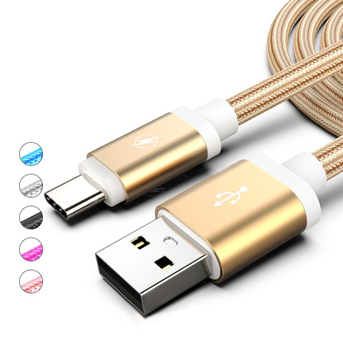 Nylon 1m 2m Type C USB Fast Charging Cable for Samsung S8 S9 S10 plus for Xiaomi Redmi Note 7 8 Pro Fast Charging Long Wire Cord ► Photo 1/6