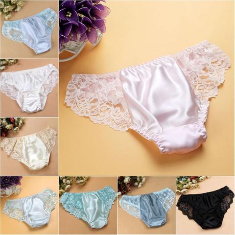 1PC 100% Silk Women's Sexy Lace Underwear Briefs Lingerie Panties M L XL MS011 ► Photo 1/6