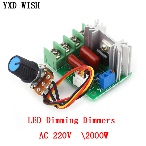 AC 220V SCR Voltage Regulator LED Dimming Dimmers 2000W High Power Motor Speed Controller Governor Module W/ Potentiometer ► Photo 1/2