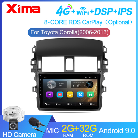 9 Inch 2Din android 9.0 Car Radio Multimedia Player For Toyota Corolla E140/150 2007 2008 2009 2010 2011 2012 2013 2014-2016 ► Photo 1/6