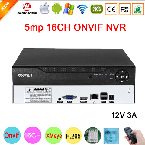 Remote Control 12V 3A Hi3536D Auido H.265+ 5mp 16CH 16 Channel Face Detection Onvif IP CCTV NVR DVR Surveillance Video Recorder ► Photo 1/6