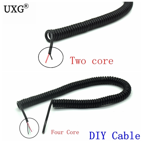 1pcs DIY spring curl line usb 2.0 line usb 4 core wire micro usb mini usb extension data cable 2m 200cm ► Photo 1/5