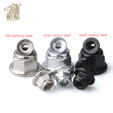 2/10x M3 M4 M5 M6 M8 M10 M12 Black Carbon 304 A2-70 Stainless Steel Hex Flange Nylon Insert Lock Nut Self-locking Nylock Locknut ► Photo 1/5