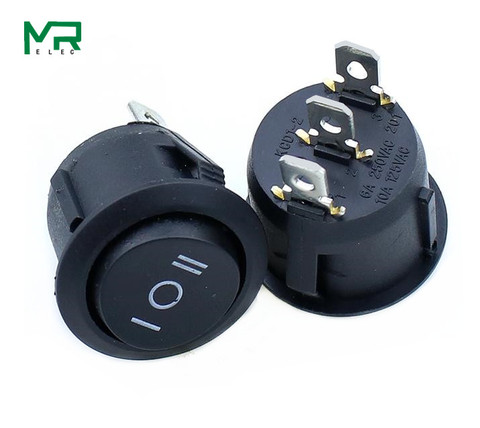 5PCS  KCD1  Round Black 3 Pin SPST 3 Position ON-OFF-ON 2 Position ON-OFF Rocker Boat Switch 6A 220V 10A 125V ► Photo 1/2