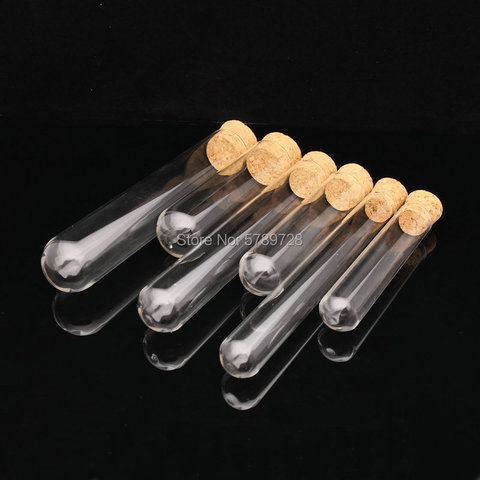 5pcs outer diameter 20/25/30mm  transparent round bottom glass test tube with cork stopper lab Flat - mouth thickened glass tube ► Photo 1/6