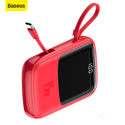 Baseus Power Bank 10000mah 15W Fast Charging With Charging Cable UBS Type C Charger Digital Display Portable Battery Powerbank ► Photo 1/6