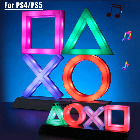 For PS4/PS5 Game Icon Lamp Sign Sound Control Decorative Lamp Colorful Lights Lampstand LED Light Game 2 Types ► Photo 1/6