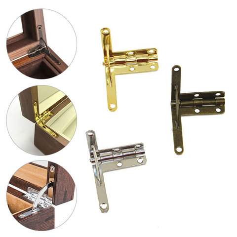 2pcs Angle Support Spring Hinge 90 Degree Hinge for Antique Brass Jewelry Gift Wine Case Watch Box Wood Lid Hardware Accessories ► Photo 1/6