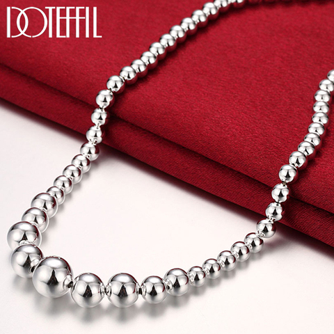 DOTEFFIL 925 Sterling Silver Luxury Gorgeous Charm Fashion Vary Smooth Beads Chain Women Lady 18 Inches Chain Necklace Jewelry ► Photo 1/6