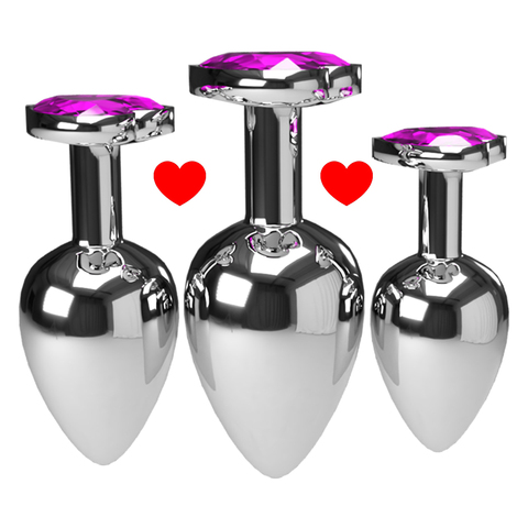 3pcs/Set Multicolor Smooth Massager Anal Beads Crystal Jewelry Heart Butt Plug Stimulator Women Sex Toys Dildo Metal Anal Plug ► Photo 1/6