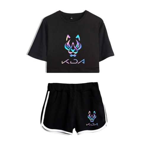 2022 Kda The Baddest Game Two Piece Sets Summer Sexy Women Shorts and Short Sleeve T-shirt Harajuku Casual Women Sets ► Photo 1/6