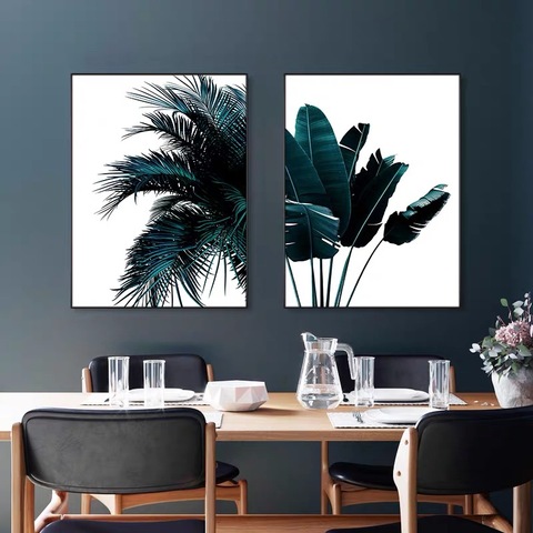 Room Posters Tropical Plant Plantain Leaves Canvas Painting Print Palm Tree Leaf  Wall Art Nordic Wall Mural for Tableau Decor ► Photo 1/6