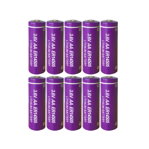 10pcs PKCELL 3.6v aa lithium battery ER14505 LS14500 2400mah aa 3.6v lithium Non-Rechargeable Battery 2A Li-SOCl2 Batteries ► Photo 1/6