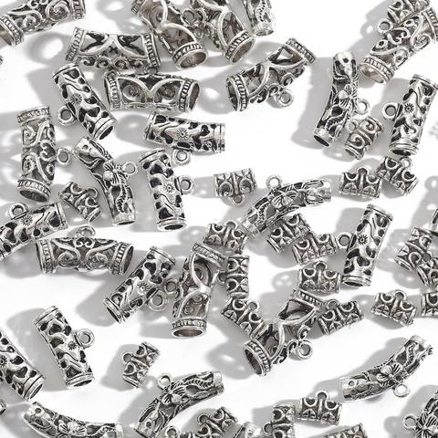 Hot Sale 3-100pcs/lot Antique Silver Plated Bending Curved Tube Beads Charms Pendant Connector For DIY Bracelet Jewelry Making ► Photo 1/6