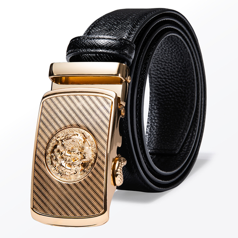 HiTie Mens Designer Genuine Leather Belts Automatic Gold Belt Buckle  Animals